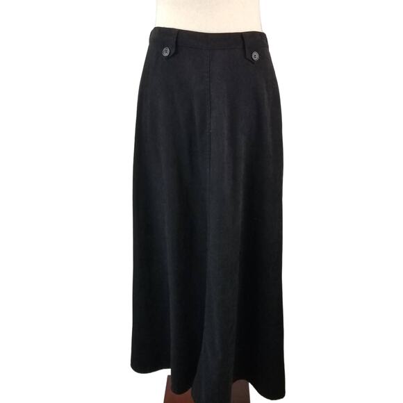 Christopher & Banks Black Brushed Soft Maxi Skirt Elastic Waist Pockets Size 4 - Picture 1 of 4
